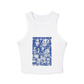 Ribbed Racer Tank Top — Blue Collage Portrait Graphic