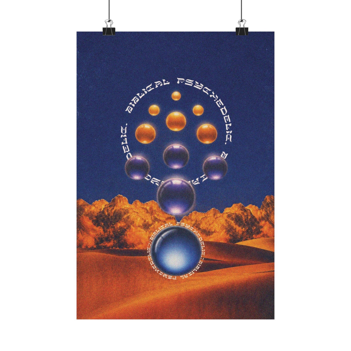 Surreal Desert Orbs Matte Poster — Cosmic Sphere Artwork
